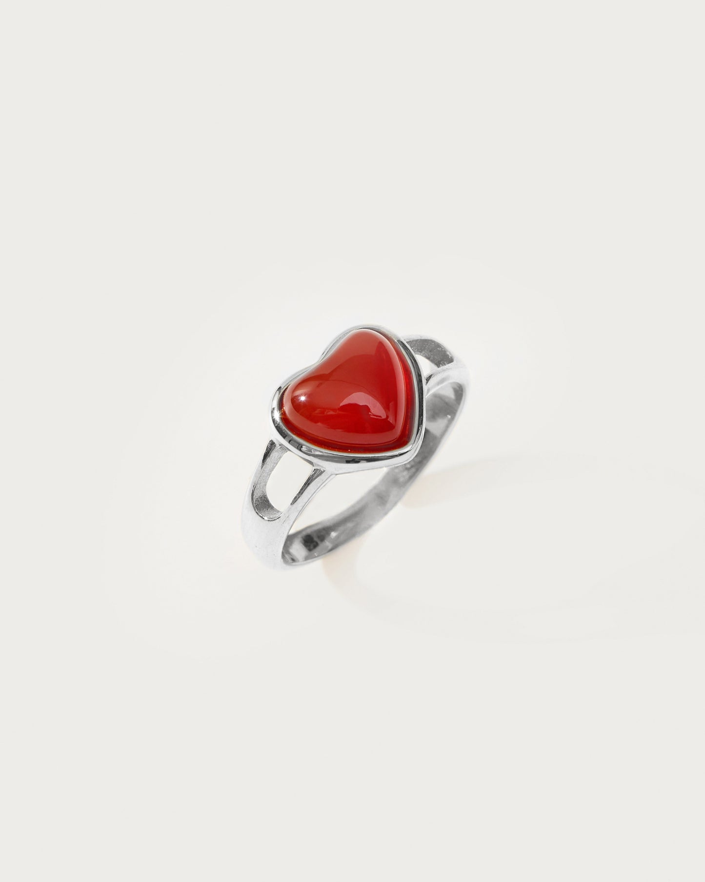 Carnelian Heart Ring in Silver