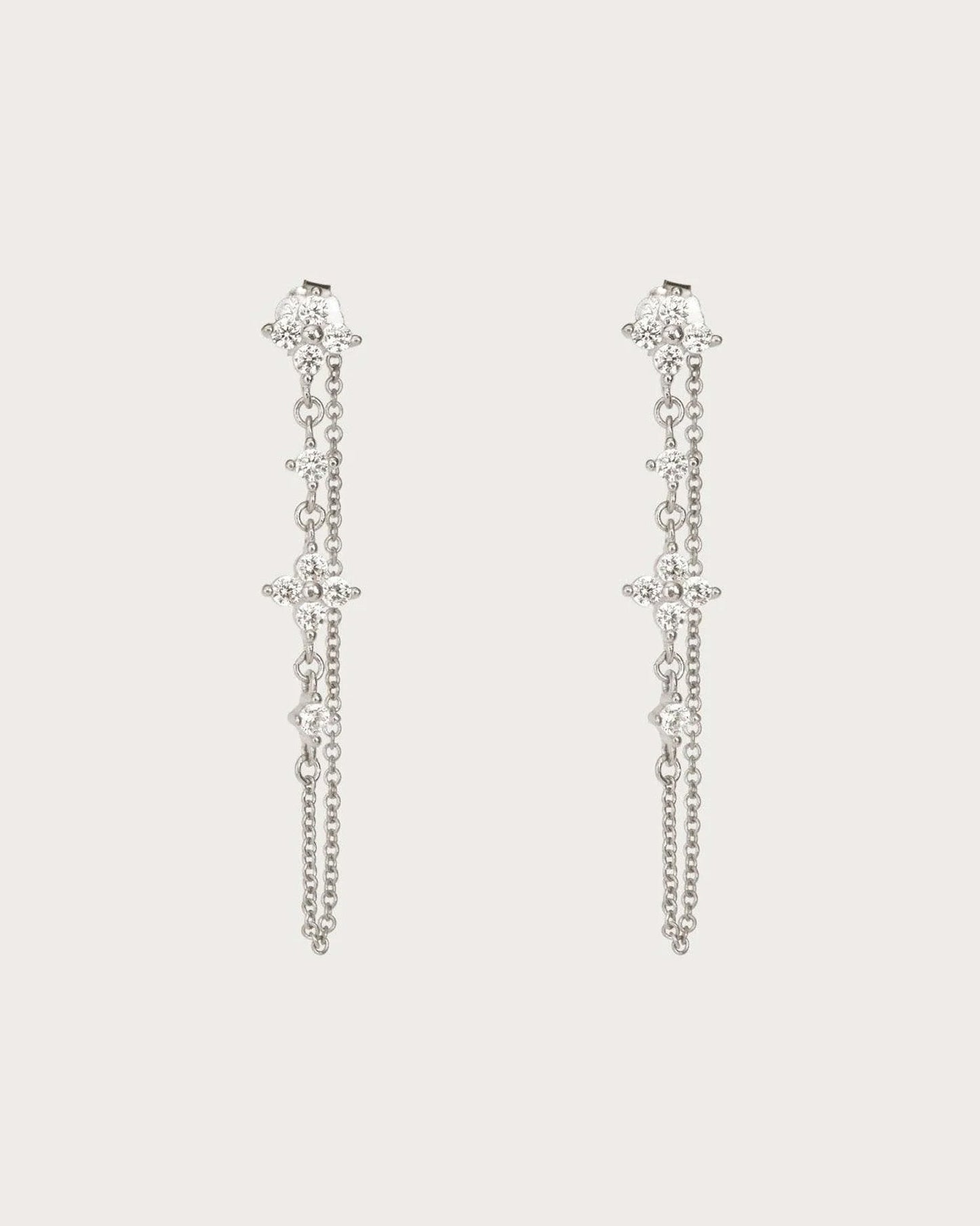 Silver Clover Drop Earrings
