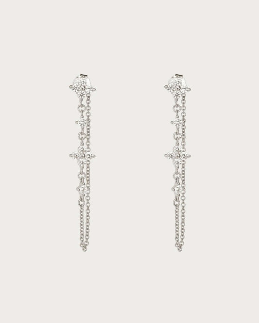 Silver Clover Drop Earrings