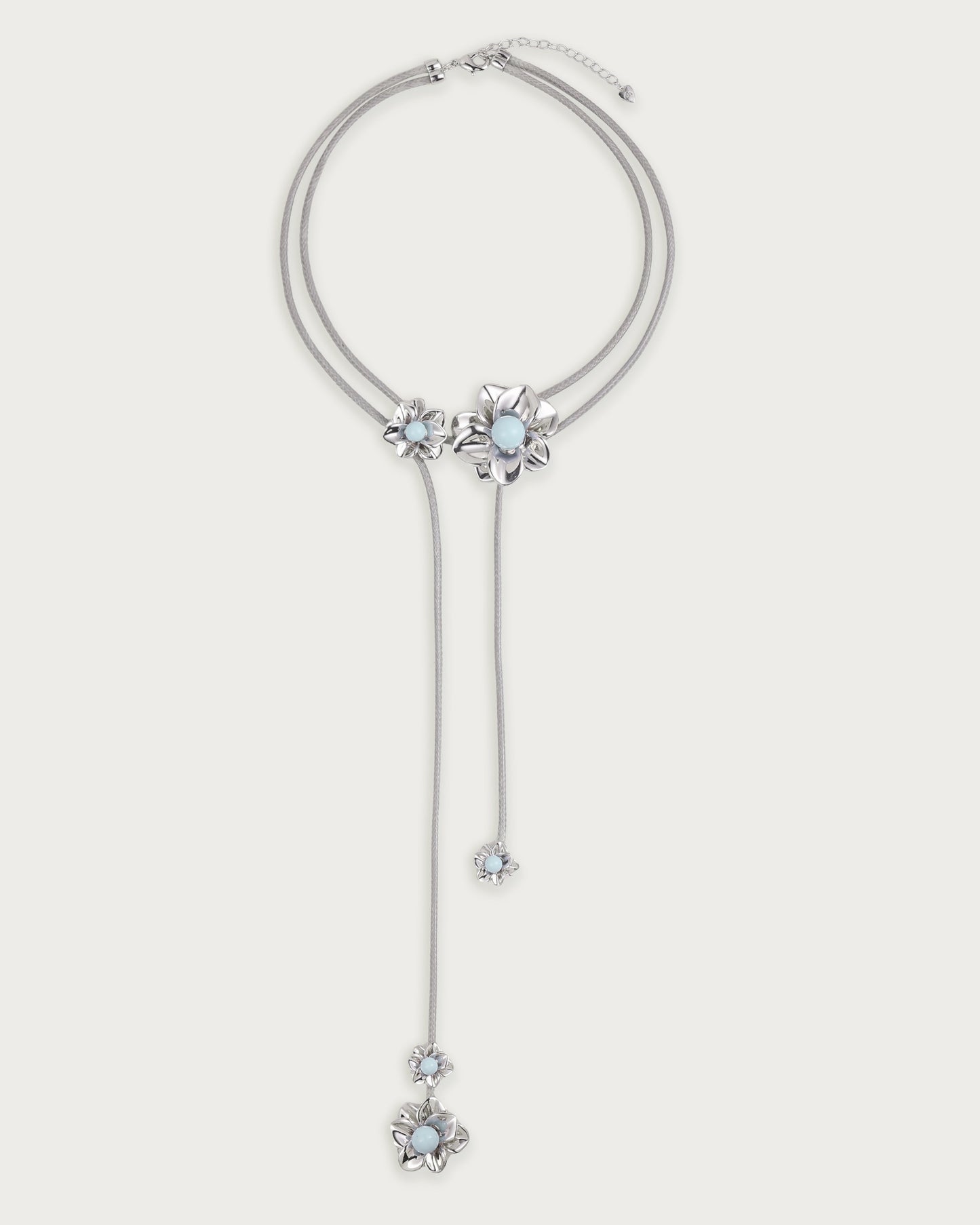 Branchlet Cord Necklace in Metallic Blue