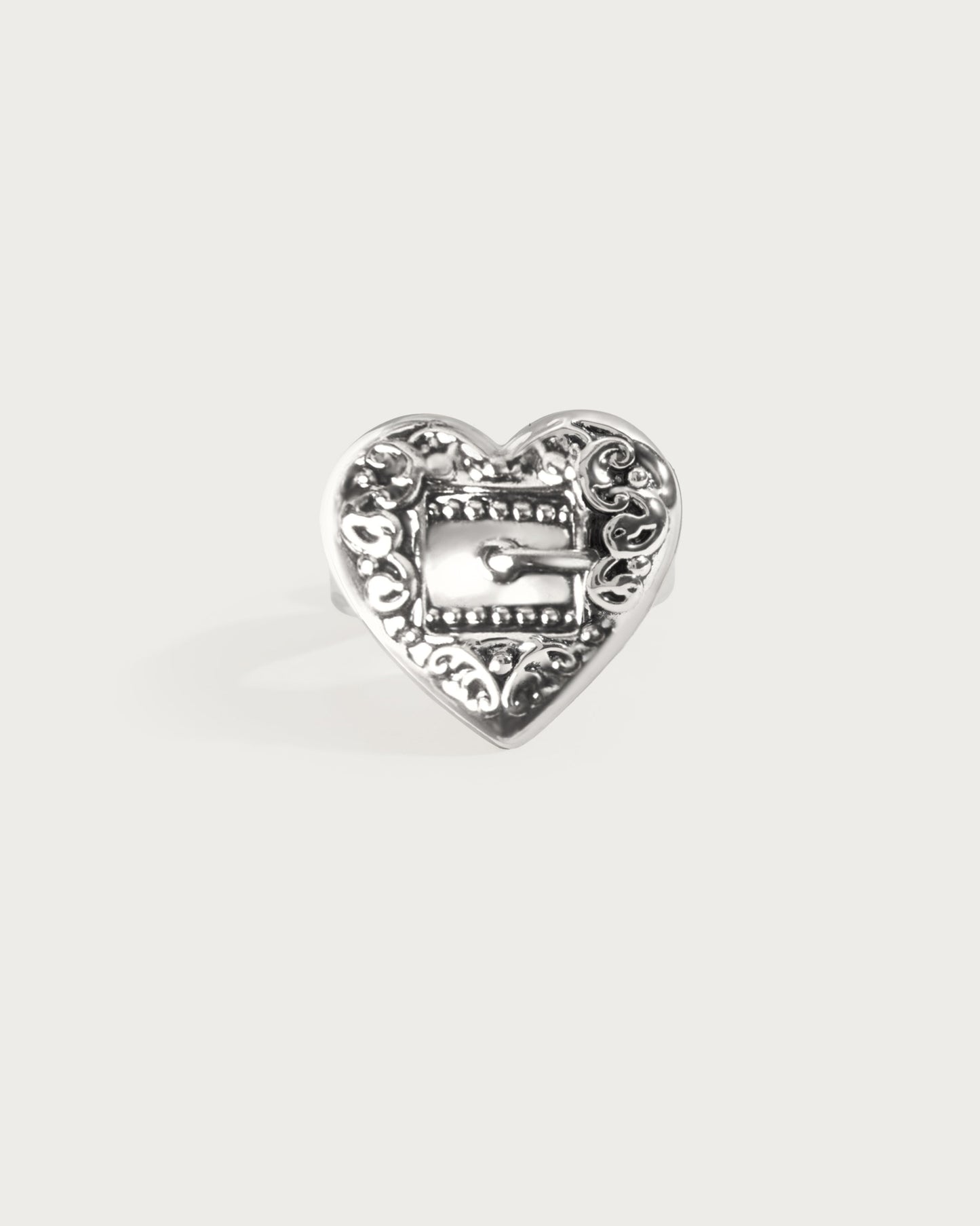 Belted Heart Ring in Silver