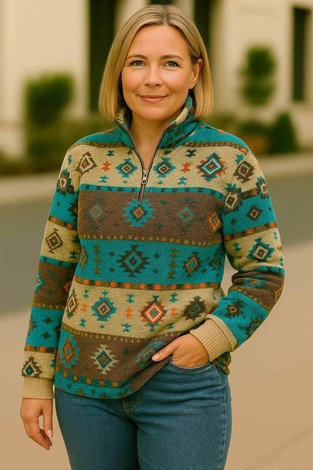 Aztec Sweater with Zipper