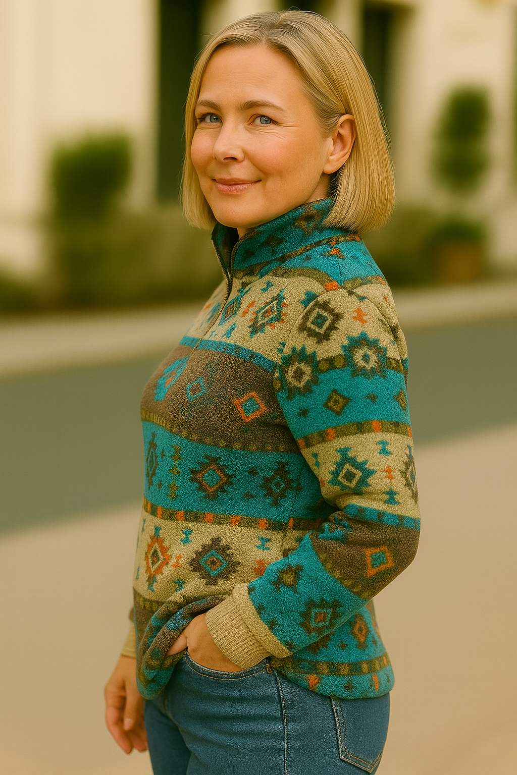 Aztec Sweater with Zipper