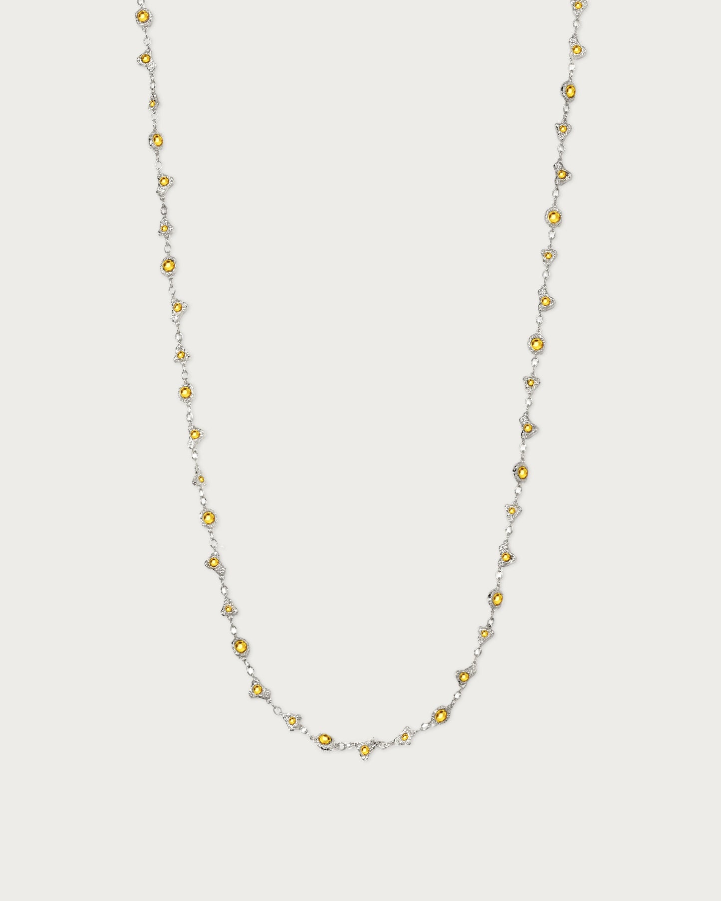 Lemon Crystal Long Chain in Silver