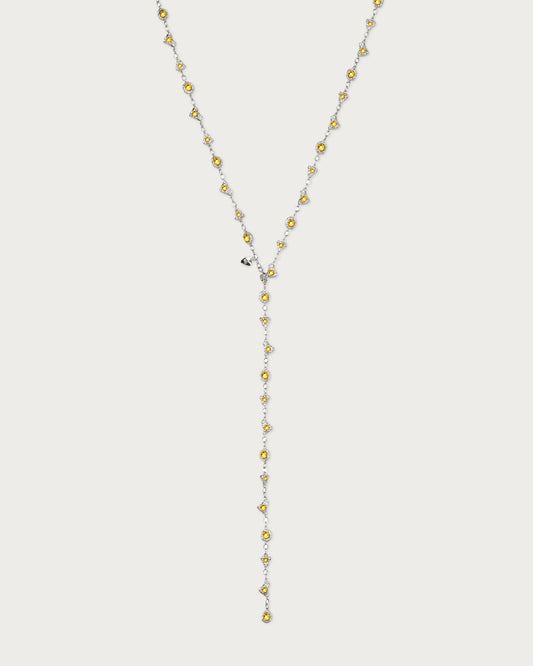 Lemon Crystal Long Chain in Silver