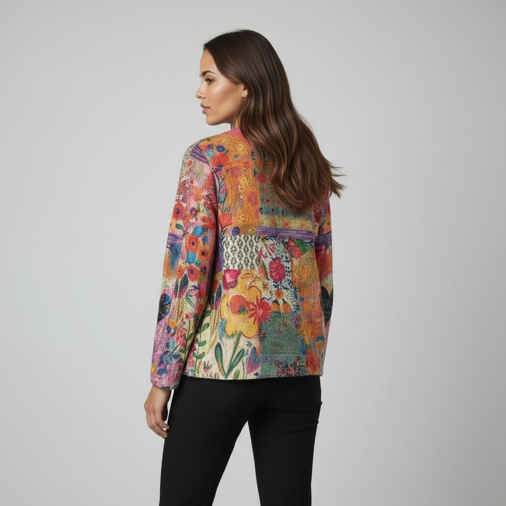 Cardigan with bright colour print