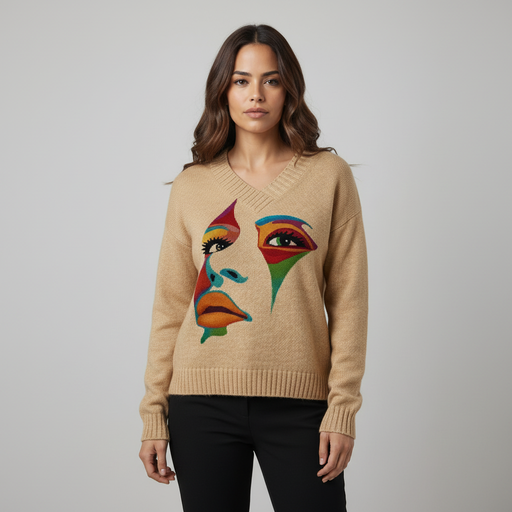 Sweater with art face