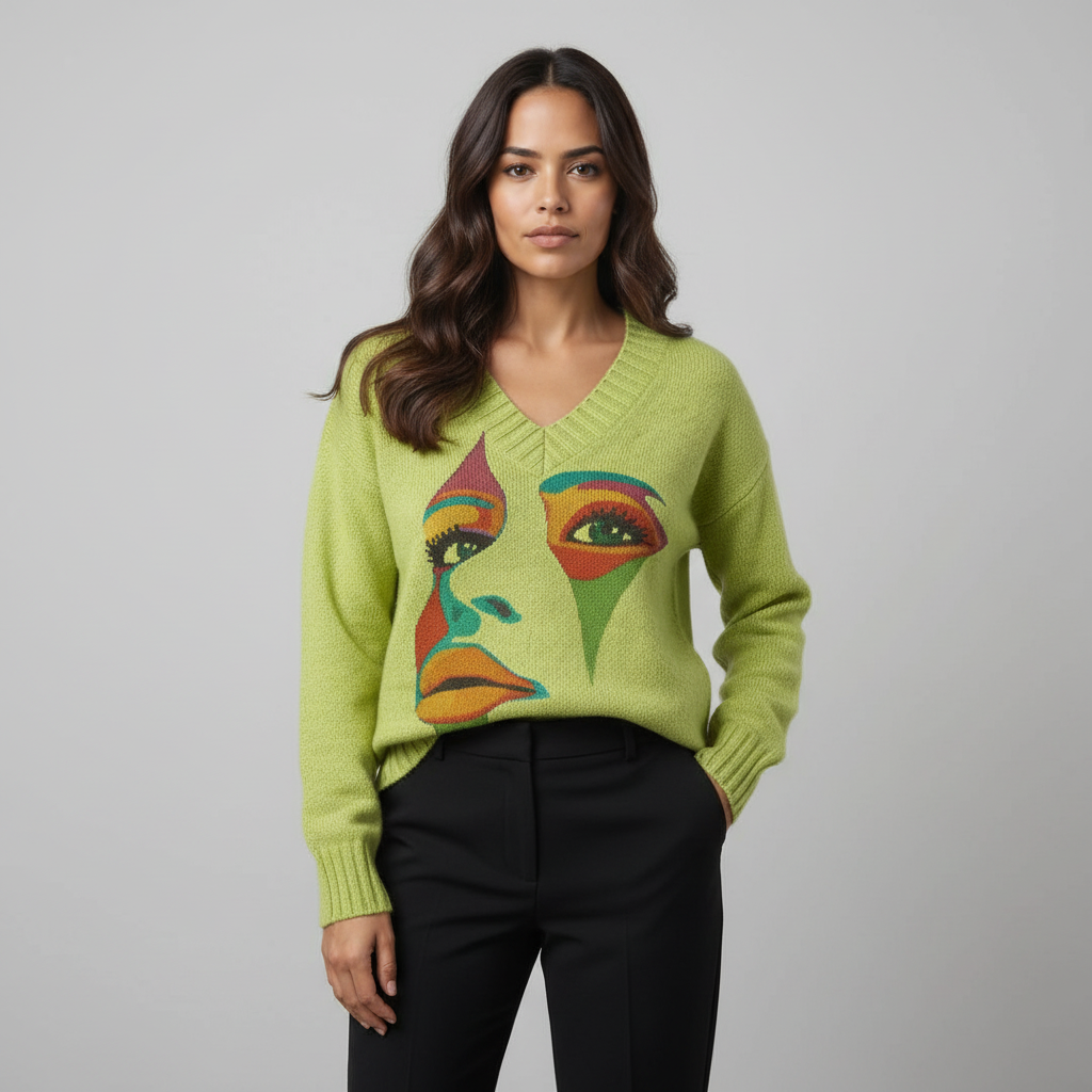Sweater with art face