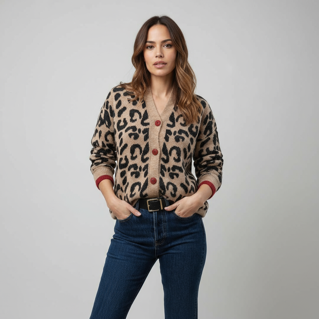 Cardigan with panterprint