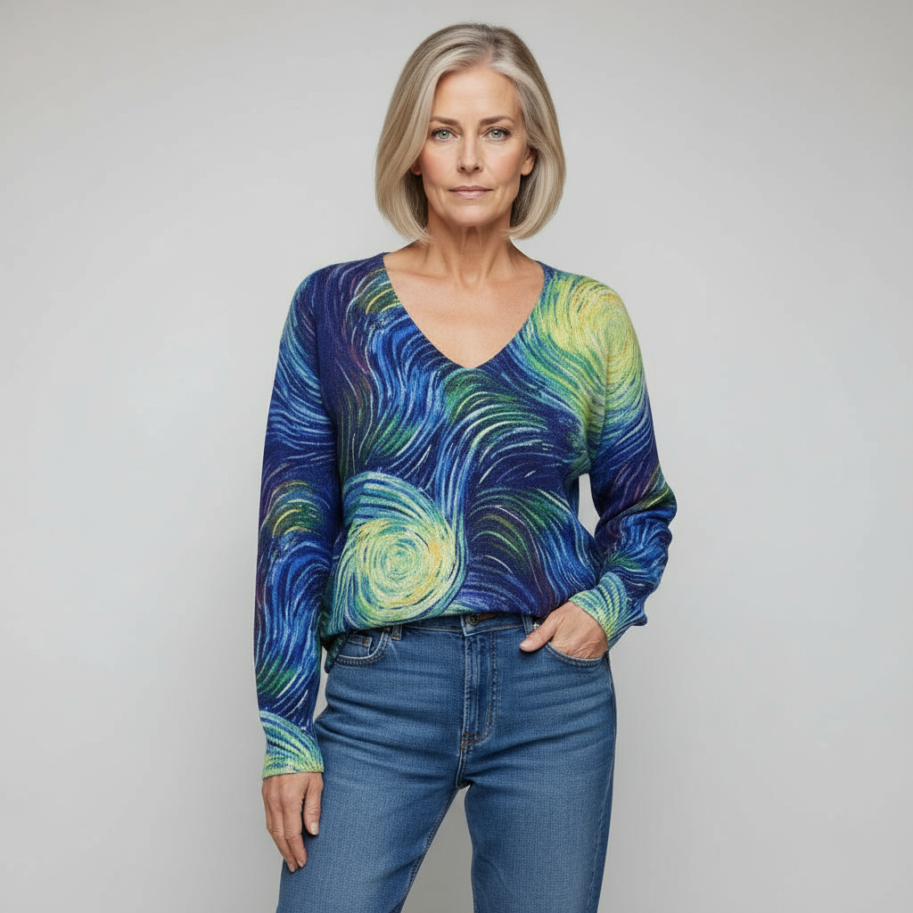 Sweater with blue print