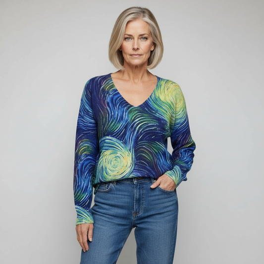 Sweater with blue print
