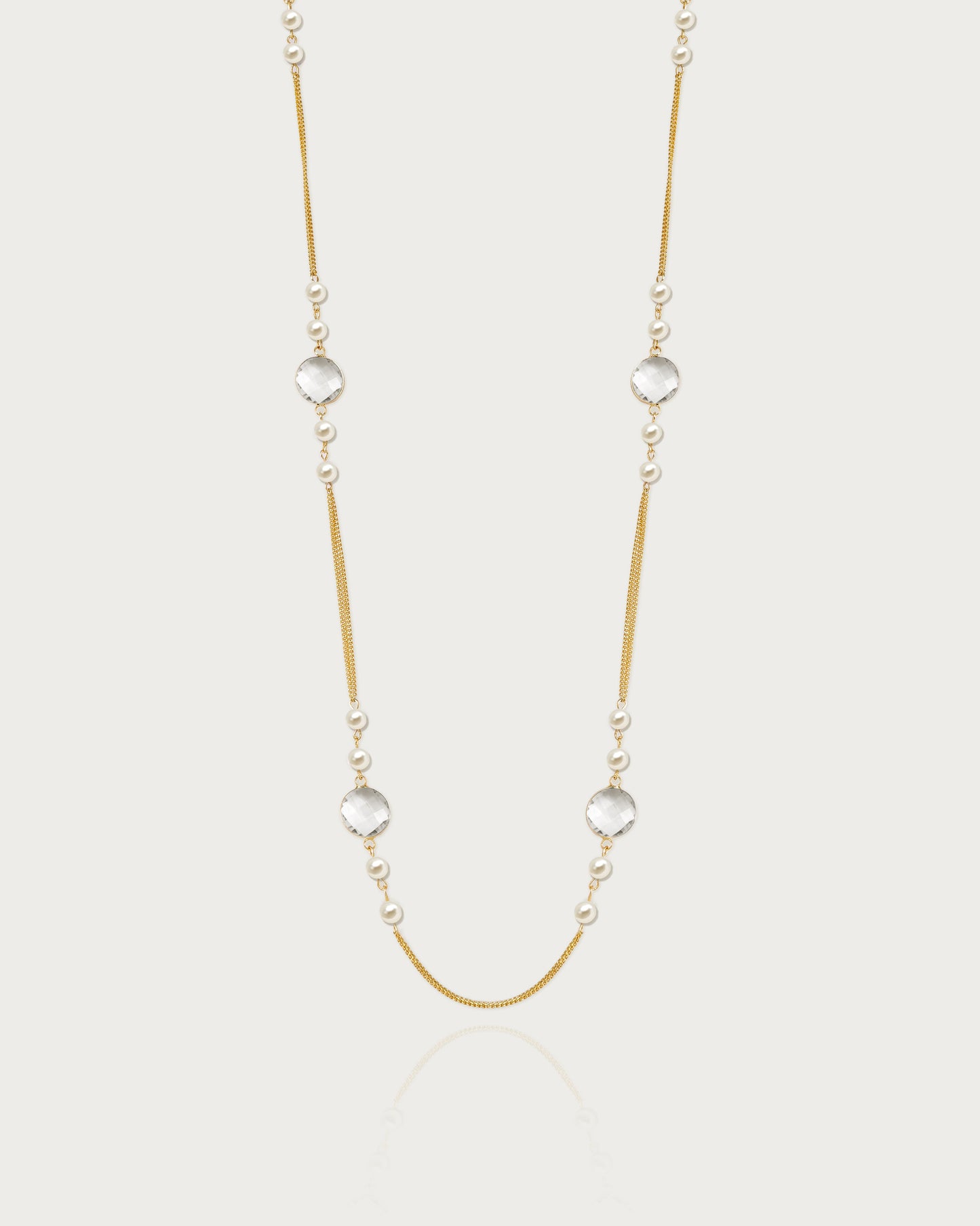 Pearl Cascade Long Station Necklace