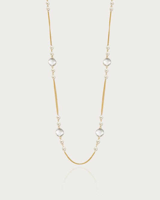 Pearl Cascade Long Station Necklace