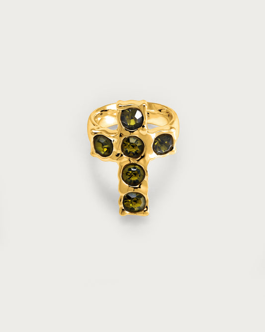 Rebel Cross Ring in Gold