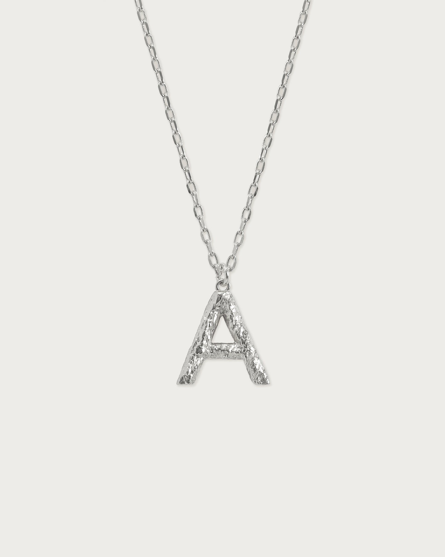 Textured Initial Letter Necklace in Silver