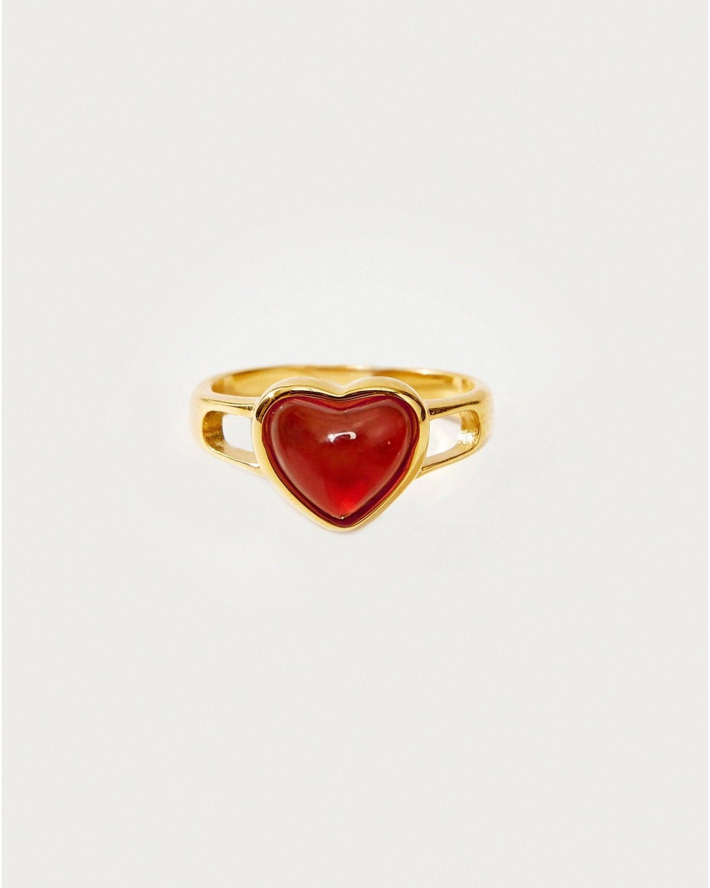 Carnelian Heart Ring in Silver