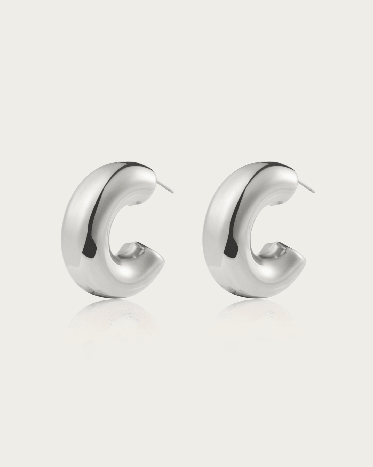 Chunky Hoop Earrings in Silver
