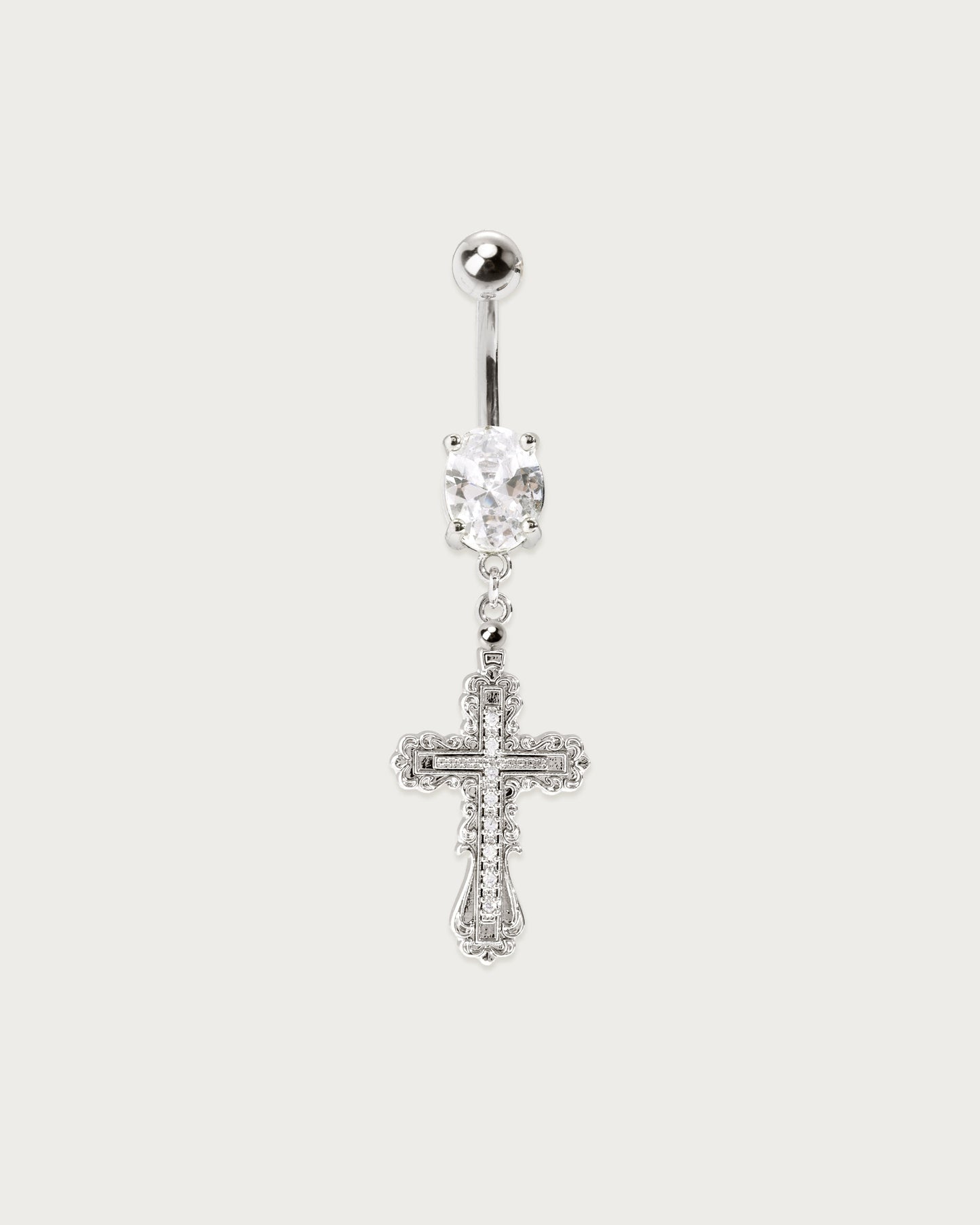 Everette Cross Belly Ring in Silver