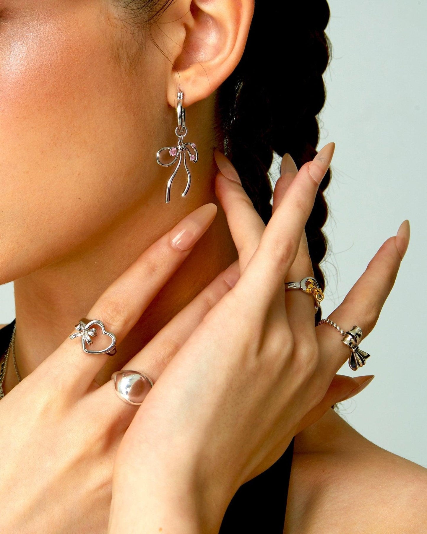 The Miffy Earrings in Pink Silver