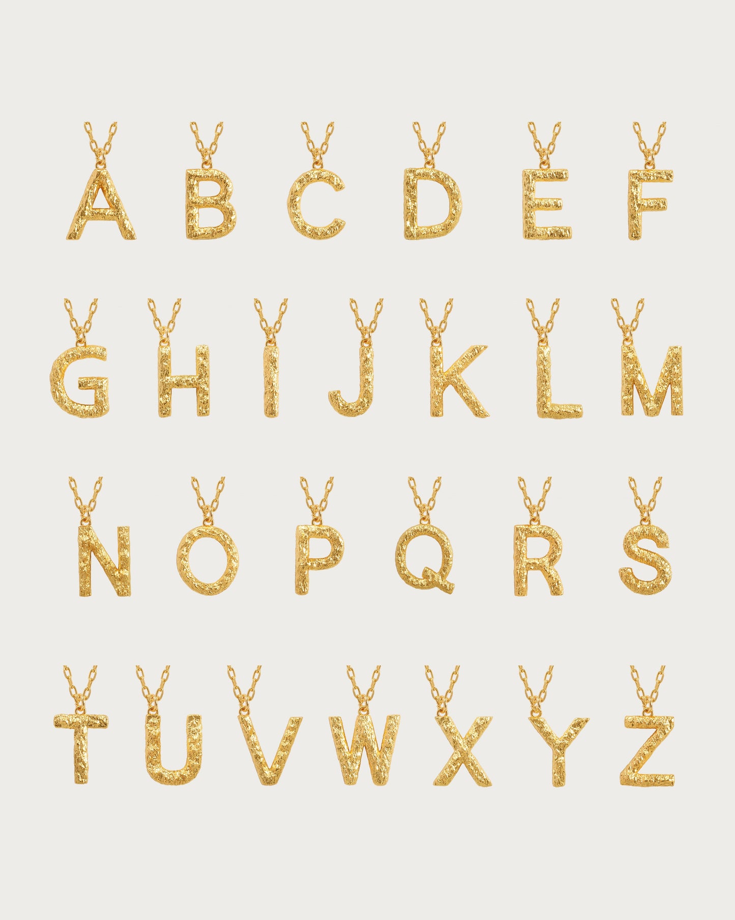 Textured Initial Letter Necklace in Silver