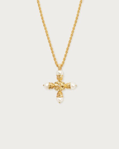 Florence Pearl Cross Necklace