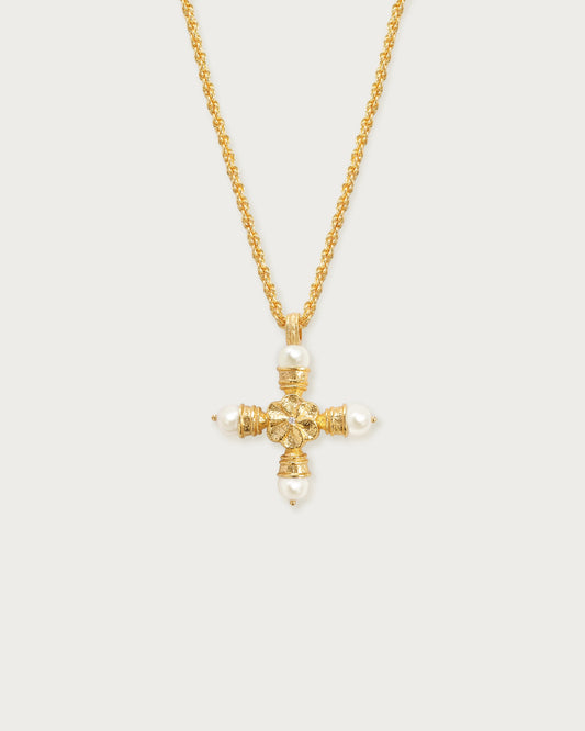 Florence Pearl Cross Necklace