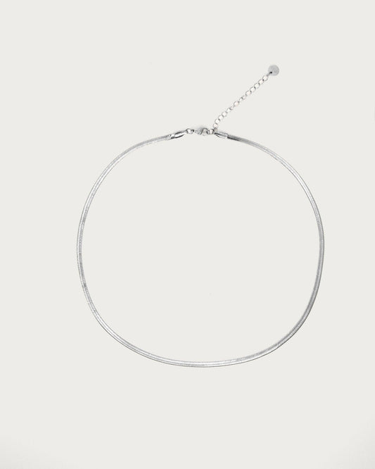 3mm Herringbone Chain Necklace in Silver
