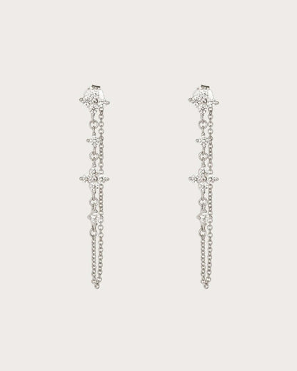 Silver Clover Drop Earrings