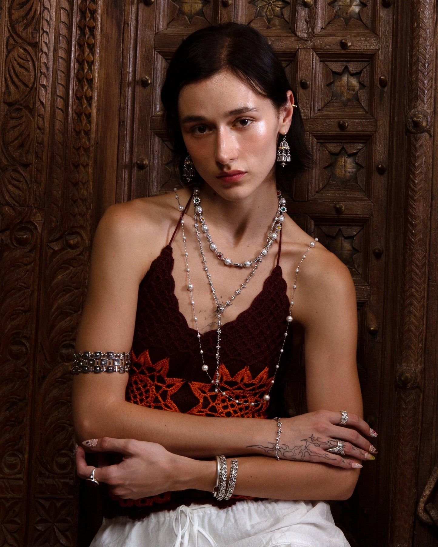 Daisy Pearl Necklace in Silver