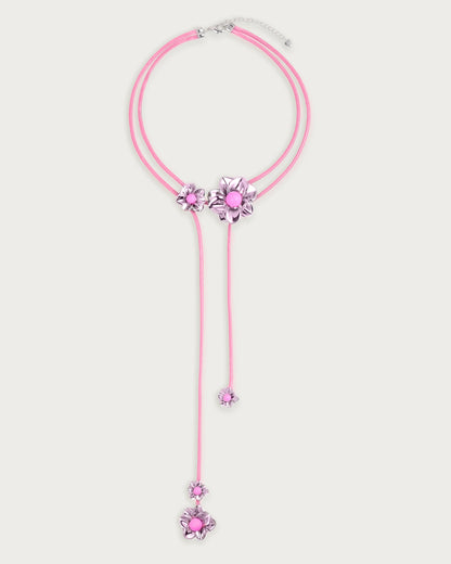 Branchlet Cord Necklace in Metallic Grey