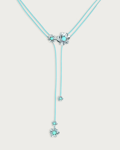 Branchlet Cord Necklace in Metallic Blue