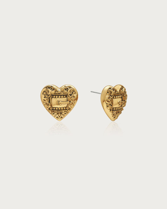 Belted Heart Stud Earrings