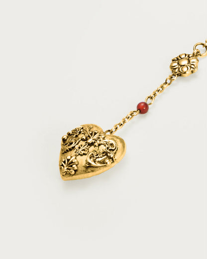 Carnelian Veil Lariat Necklace in Gold