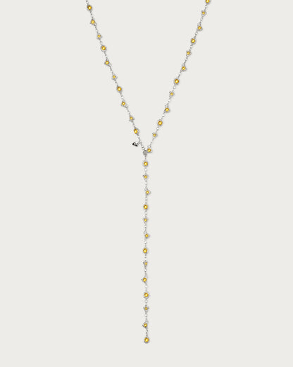 Lemon Crystal Long Chain in Silver