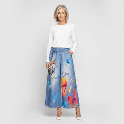 Trousers with jeans and print