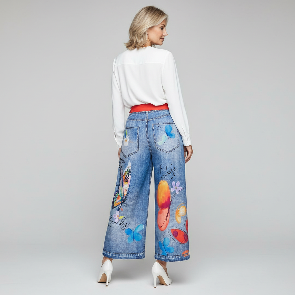 Trousers with jeans and print