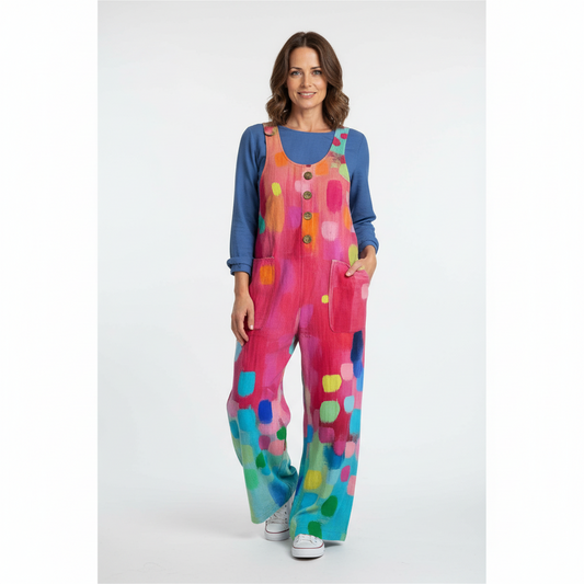 Pink jumpsuit with paint splash