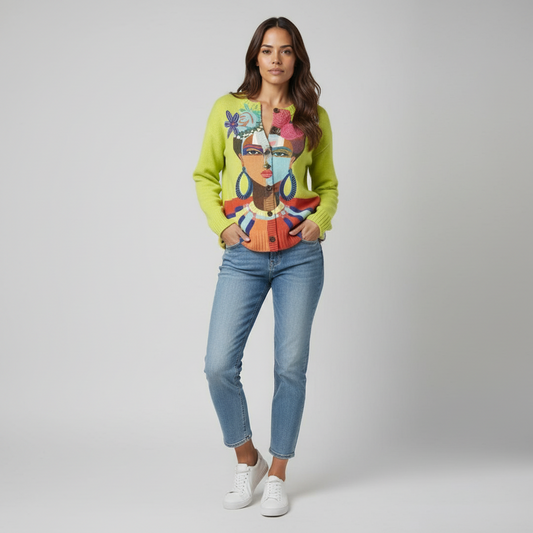 Cardigan with face
