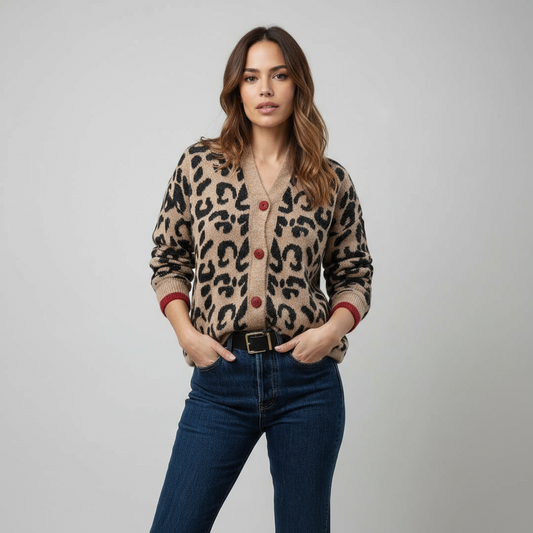 Cardigan with panterprint