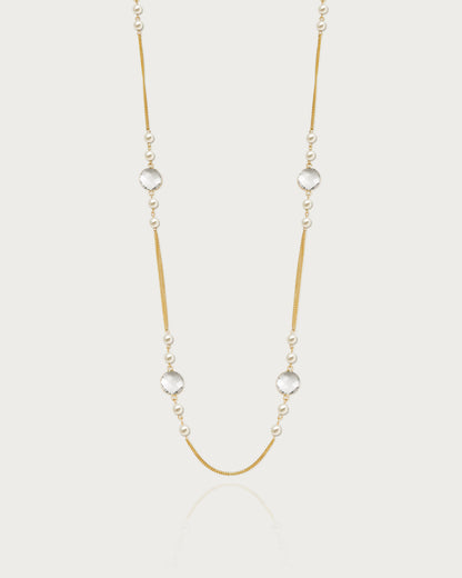Pearl Cascade Long Station Necklace