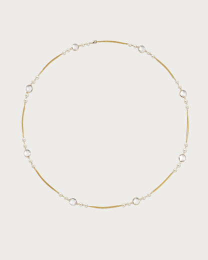Pearl Cascade Long Station Necklace