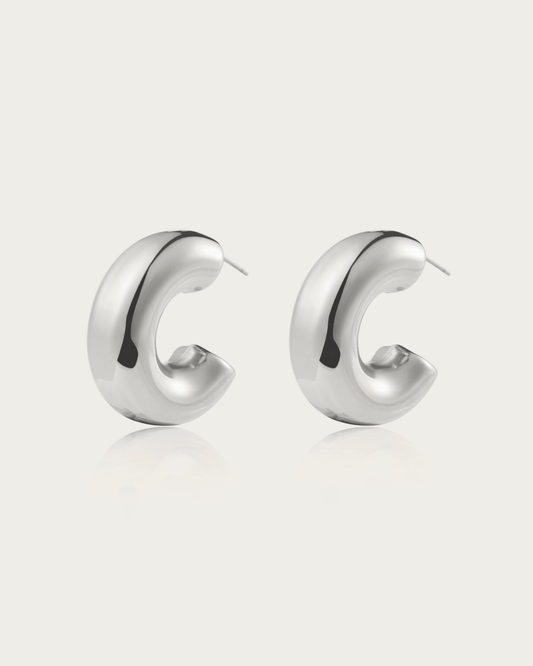 Chunky Hoop Earrings in Silver