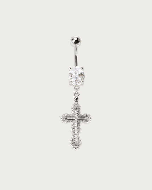 Everette Cross Belly Ring in Silver