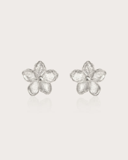 Textured Floral Earrings in Silver