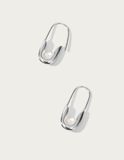 Silver Petite Safety Pin Earrings